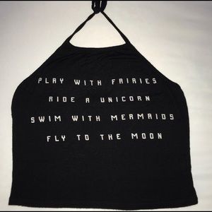 Papaya Black Halter Top